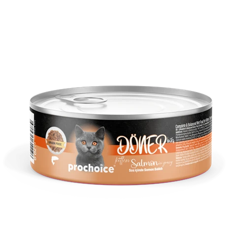 Prochoice Döner Salmon, Sos İçinde Somon Balıklı Tam & Dengeli Yavru Kedi Konservesi  12x70 gr ürün görseli 1