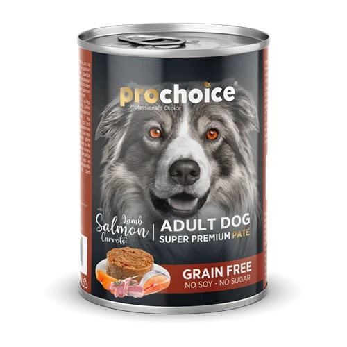 Prochoice Yetişkin Köpekler İçin, Tahılsız, Kuzu Etli, Somon Balıklı Ve Havuçlu Ezme Konserve 12x400 gr ürün görseli 1