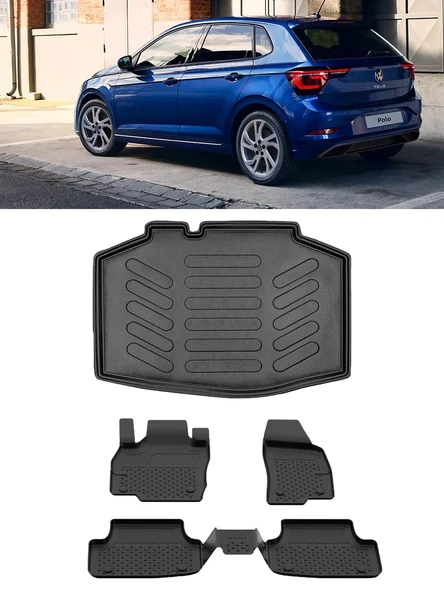 Sahler Volkswagen Polo 2023 Sonras IMPRESSION 4.5D Paspas 3D Rizline Sabit Zemin ALT Bagaj Havuzu ürün görseli 1