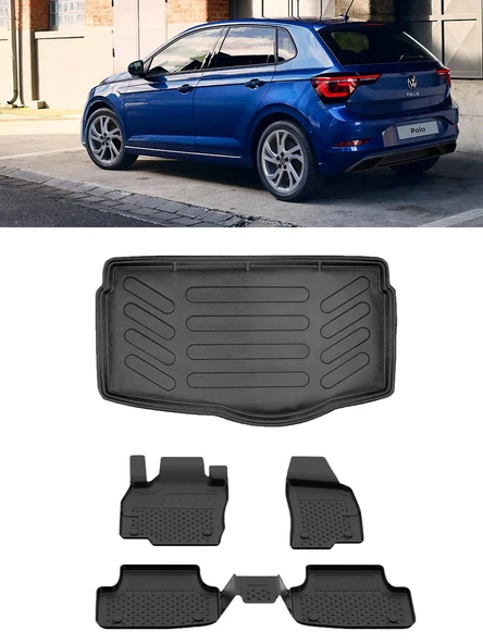 Sahler Volkswagen Polo 2023 Sonrası Lıfe/Style 2023 Sonrası 4.5D Paspas 3D Rizline ALT Bagaj Havuzu ürün görseli 1