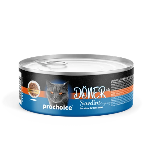 Prochoice Döner Sardine, Sos İçinde Sardalyalı Tam & Dengeli Yetişkin Kedi Konservesi 12x70 gr ürün görseli 1
