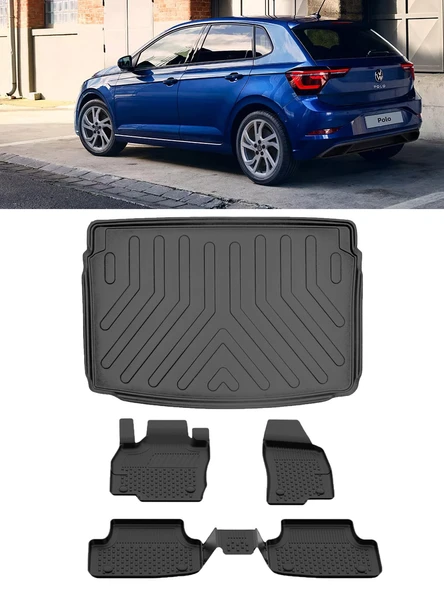 Sahler Volkswagen Polo 2023 ve Sonrası Lıfe/Style 2023 Sonrası 4.5D Paspas 3D Rizline Üst Bagaj Havuzu ürün görseli 1