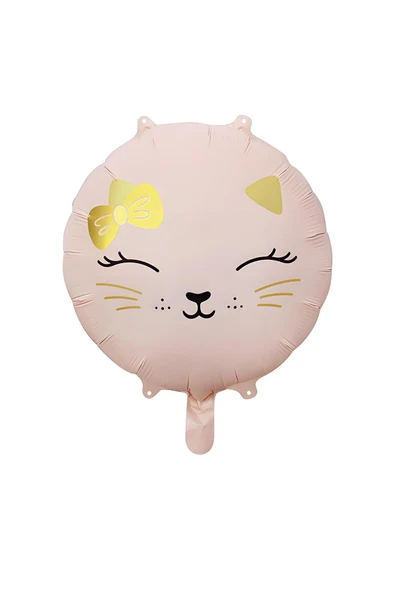 MSDA Retro Pembe Renkli Kedi Kitty Folyo Balon 18 inç 45 Cm ürün görseli 1