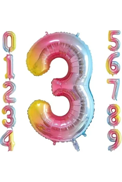 MSDA 3 Yaş Renkli Folyo Balon 34 İnç (76-82 cm) ürün görseli 1