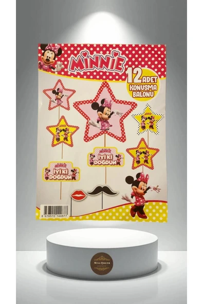 MSDA İyi ki Doğdun Mickey & Minnie Mouse Temalı 10'lu Konuşma Balonu Seti ürün görseli 1