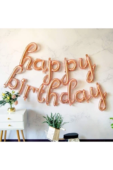 MSDA Happy Birthday Italik Doğum Günü Balonu Rose Gold ürün görseli 1