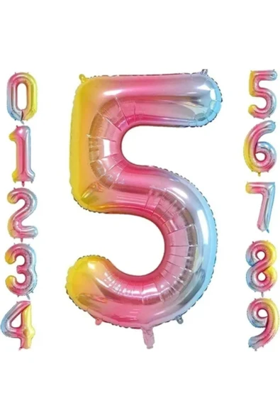 MSDA 5 Yaş Renkli Folyo Balon 34 İnç (76-82 cm) ürün görseli 1