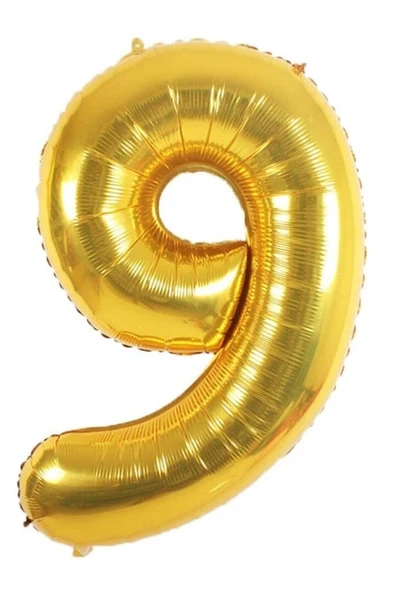 MSDA Folyo Balon 9 Rakamı Helyum Balon 90 Cm Gold Renk - 9 Yaş Balonu - 9 Yaş Balon -9 Rakam Balon ürün görseli 1