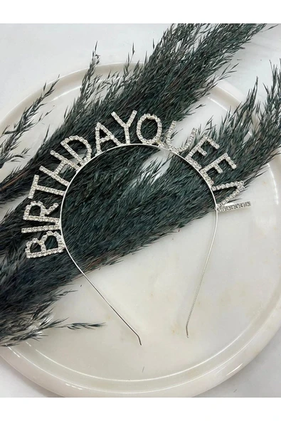 MSDA Kristal Taşlı Gümüş Renk Birthday Queen Doğum Günü Tacı ürün görseli 1