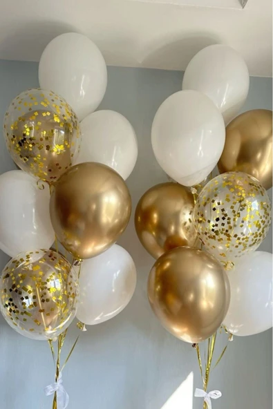 MSDA 1 Yaş Balon Seti Gold Beyaz Şeffaf - Resim 2