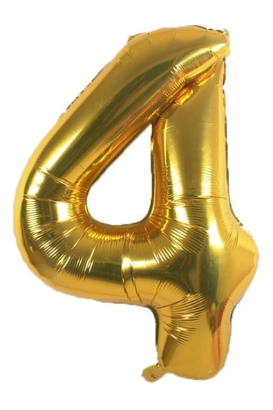 MSDA Folyo Balon 4 Rakamı Helyum Balon 90 Cm Gold Renk - 4 Yaş Balonu - 4 Yaş Balon -4 Rakam Balon ürün görseli 1