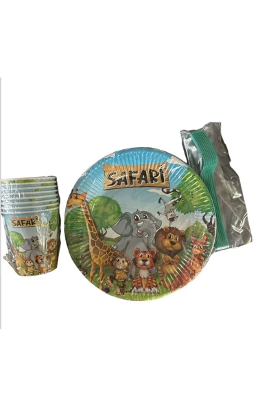 MSDA Safari Safari Hayvanlar Tabak Bardak Çatal Set 8 Kişilik ürün görseli 1