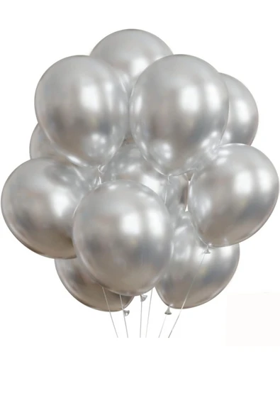 MSDA Balon Parlak Metalik Helyum Balon 10 Adet Gümüş Renk ürün görseli 1