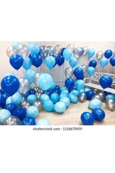 MSDA 30 Adet Lacivert-mavi-gümüş Metalik Balon ürün görseli 1