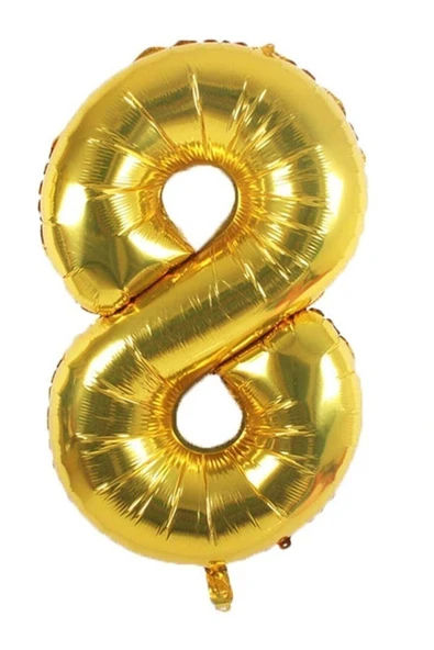 MSDA Folyo Balon 8 Rakamı Helyum Balon 90 Cm Gold Renk - 8 Yaş Balonu - 8 Yaş Balon -8 Rakam Balon ürün görseli 1