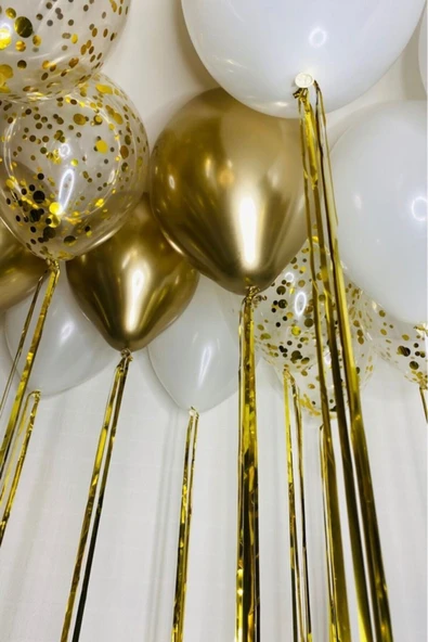 MSDA 1 Yaş Balon Seti Gold Beyaz Şeffaf - Resim 5