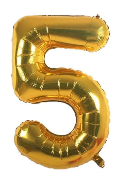 MSDA Folyo Balon 5 Rakamı Helyum Balon 90 Cm Gold Renk - 5 Yaş Balonu - 5 Yaş Balon -5 Rakam Balon ürün görseli 1