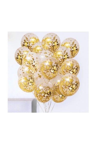 MSDA Gold Konfetili Şeffaf Balon Seti - 10 Adet ürün görseli 1