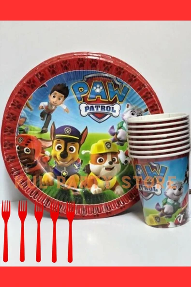MSDA Paw Patrol 8 Kişilik Tabak Bardak Çatal Seti Doğum Günü Parti Malzemeleri Konsepti ürün görseli 1