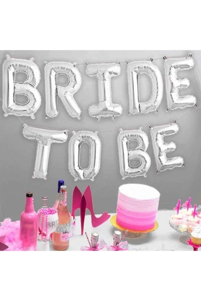 MSDA Bride To Be Yazılı Folyo Balon Konsept Gümüş Renkli Gri Bekarlığa Veda Partisi Büyük Balon ürün görseli 1