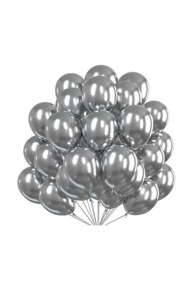 MSDA 15 Adet Metalik Gümüş Balon - Doğum Günü Konsepti - Parti Malzemeleri - Bride To Be Malzemeleri ürün görseli 1