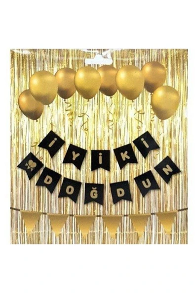 MSDA Iyi Ki Doğdun Doğum Günü Bannerı Siyah Gold ürün görseli 1