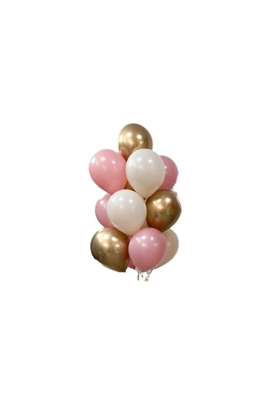 MSDA 12 Inç Krom Gold- Deniz Kumu- Pembe 15 Adet Balon ürün görseli 1