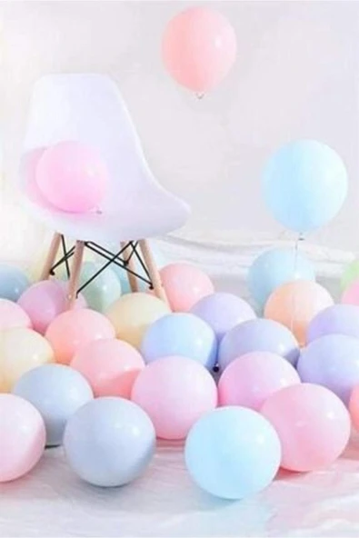 MSDA Makaron Temalı Pastel Karışık Renk Balon 20 Adet ürün görseli 1