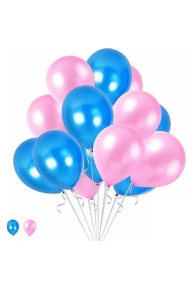 MSDA Cinsiyet Belirleme Partisi Mavi Pembe Lateks Balon Seti 20'li ürün görseli 1