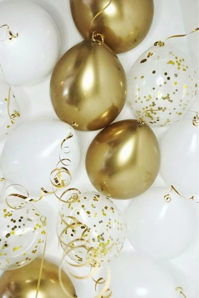 MSDA 1 Yaş Balon Seti Gold Beyaz Şeffaf - Resim 4