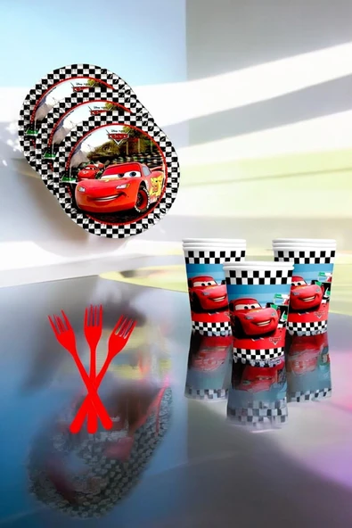 MSDA 8 Kişilik Cars Temalı Süper Eko Seti - Doğum Günü Parti ve Eğlenceli Etkinlikler İçin ürün görseli 1