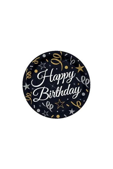 MSDA SPARKLİNG CONFETTİ HAPPY BİRTHDAY BASKILI TABAK 8 adet ürün görseli 1