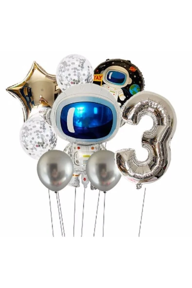 MSDA Uzay Galaksi Astronot Kozmik 3 Yaş Balon Set Uzay Astronot Konsept Doğum Günü Set ürün görseli 1