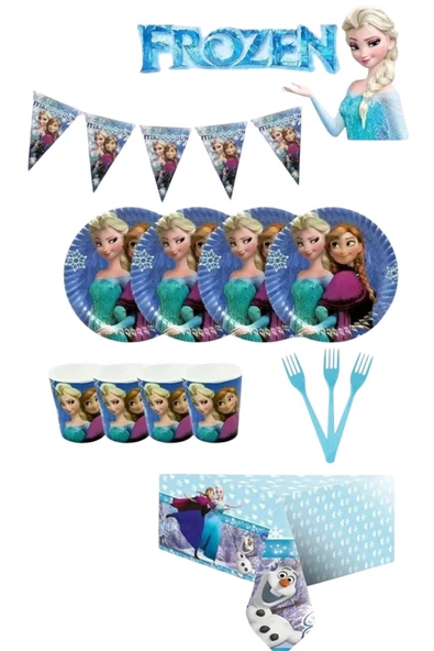 MSDA Frozen Elsa Temalı Ekonomik 16 Kişilik Doğum Günü Parti Seti ürün görseli 1