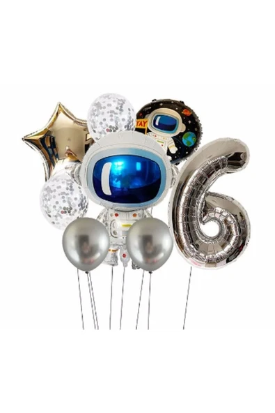 MSDA Uzay Galaksi Astronot Kozmik 6 Yaş Balon Set Uzay Astronot Konsept Doğum Günü Set ürün görseli 1