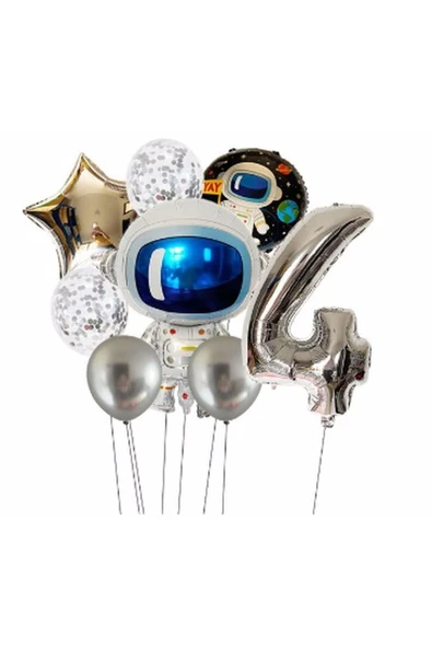 MSDA Uzay Galaksi Astronot Kozmik 4 Yaş Balon Set Uzay Astronot Konsept Doğum Günü Set ürün görseli 1