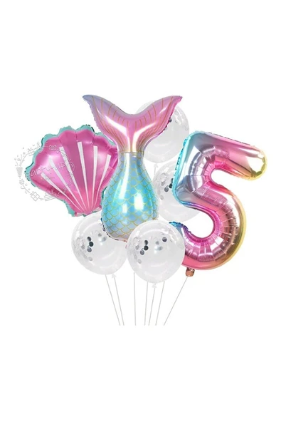 MSDA Deniz Kızı 5 Yaş 7'li Folyo Balon Seti ürün görseli 1