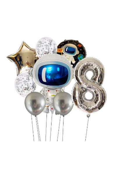 MSDA Uzay Galaksi Astronot Kozmik 8 Yaş Balon Set Uzay Astronot Konsept Doğum Günü Set ürün görseli 1
