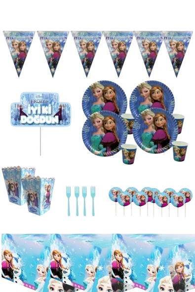 MSDA Frozen Elsa 24 Kişilik Set Doğum Günü Parti Malzemeleri ürün görseli 1