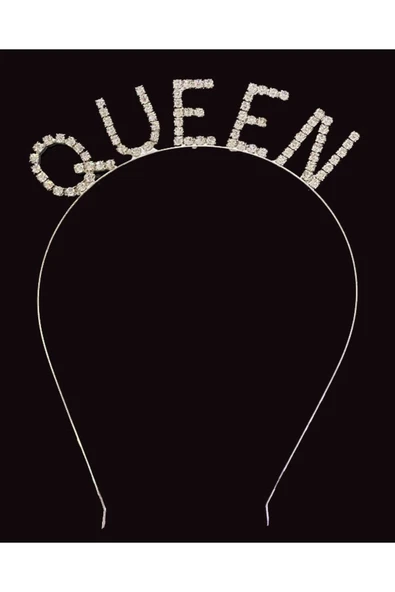 MSDA Kristal Taşlı Gümüş Renk Queen Tacı Kraliçe Tacı 12x17 Cm ürün görseli 1