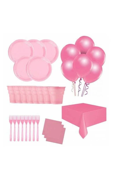 MSDA Mini Party Store 25 Kişilik Ekonomik Pembe Konseptli Doğum Günü Parti Seti ürün görseli 1