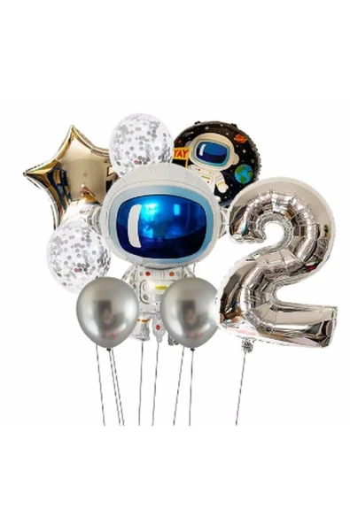 MSDA Uzay Galaksi Astronot Kozmik 2 Yaş Balon Set Uzay Astronot Konsept Doğum Günü Set ürün görseli 1