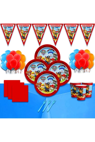 MSDA Paw Patrol Paw Petrol Doğum Günü Süsleri Süsleme Seti 16 Kişilik ürün görseli 1