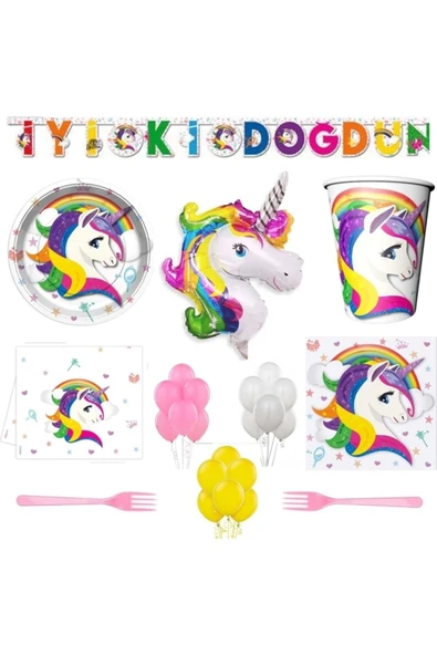MSDA Unicorn 16 Kişilik Doğum Günü Parti Seti ürün görseli 1