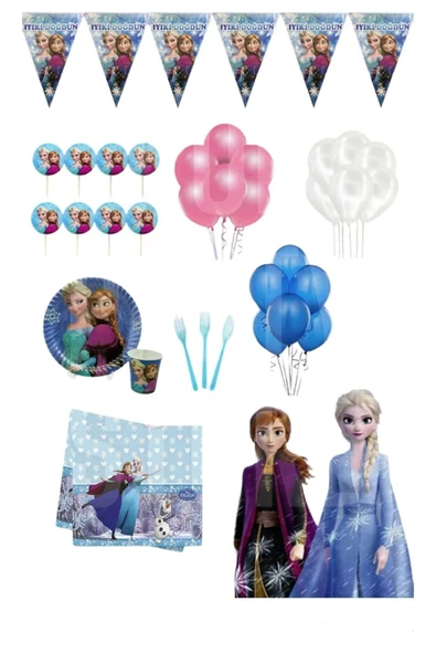 MSDA Frozen Elsa Karlar Ülkesi Karlar Kraliçesi 24 Kişilik Doğum Günü Parti Malzemeleri Konsepti Seti ürün görseli 1