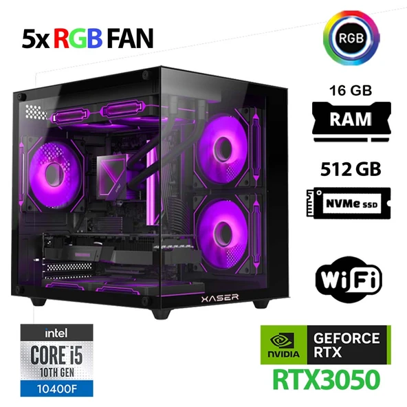 Xaser Cube X130 i5 10400F 16GB Ram 512GB M.2 NVMe SSD 6GB RTX3050 Oyuncu Tavsiye Sistem ürün görseli 1