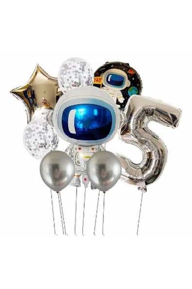 MSDA Uzay Galaksi Astronot Kozmik 5 Yaş Balon Set Uzay Astronot Konsept Doğum Günü Set ürün görseli 1