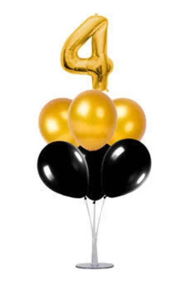 MSDA 4 Yaş Gold Rakam Ve 6 Balonlu Stand ürün görseli 1