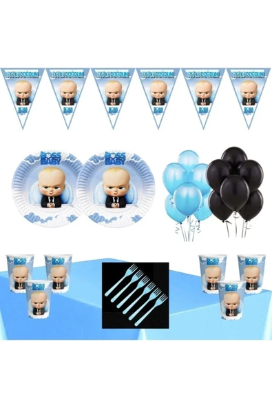 MSDA Patron Bebek Doğum Günü Parti Seti Ekonomik Süsler 8 Kişilik ürün görseli 1