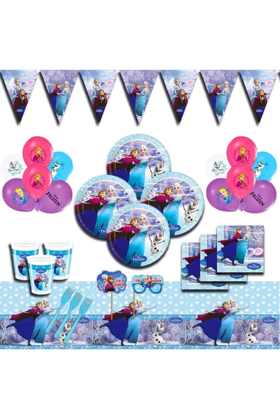 MSDA Elsa Frozen Karlar Kraliçesi 16 Kişilik Lüx Parti Seti Konsepti Elsa Parti Malzemeleri ürün görseli 1